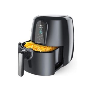air fryer decakila a air digital 2pieces 2,2litres noir keec035baffichage led capacité : 2,2 l puissance : 1000 w tension : 220 240 v 50 60 hz pot unique avec revêtement pon stick (note : probablement une coquille pour non stick) avec protection contre la surchauffe minuterie de 60 min s'éteint automatiquement pour une cuisson précise Élément chauffant ss304 température réglable de 80 à 200 degrés pour différentes recettes voyant de fonctionnement indicateur pied...